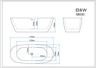 Акриловая ванна Black&White Swan SB330 Grey 1700 x 780 x 600 мм